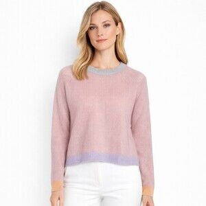 Forte_Forte Women Mohair Wool Blend Knit Sweater 0 XS Pink Colorblock